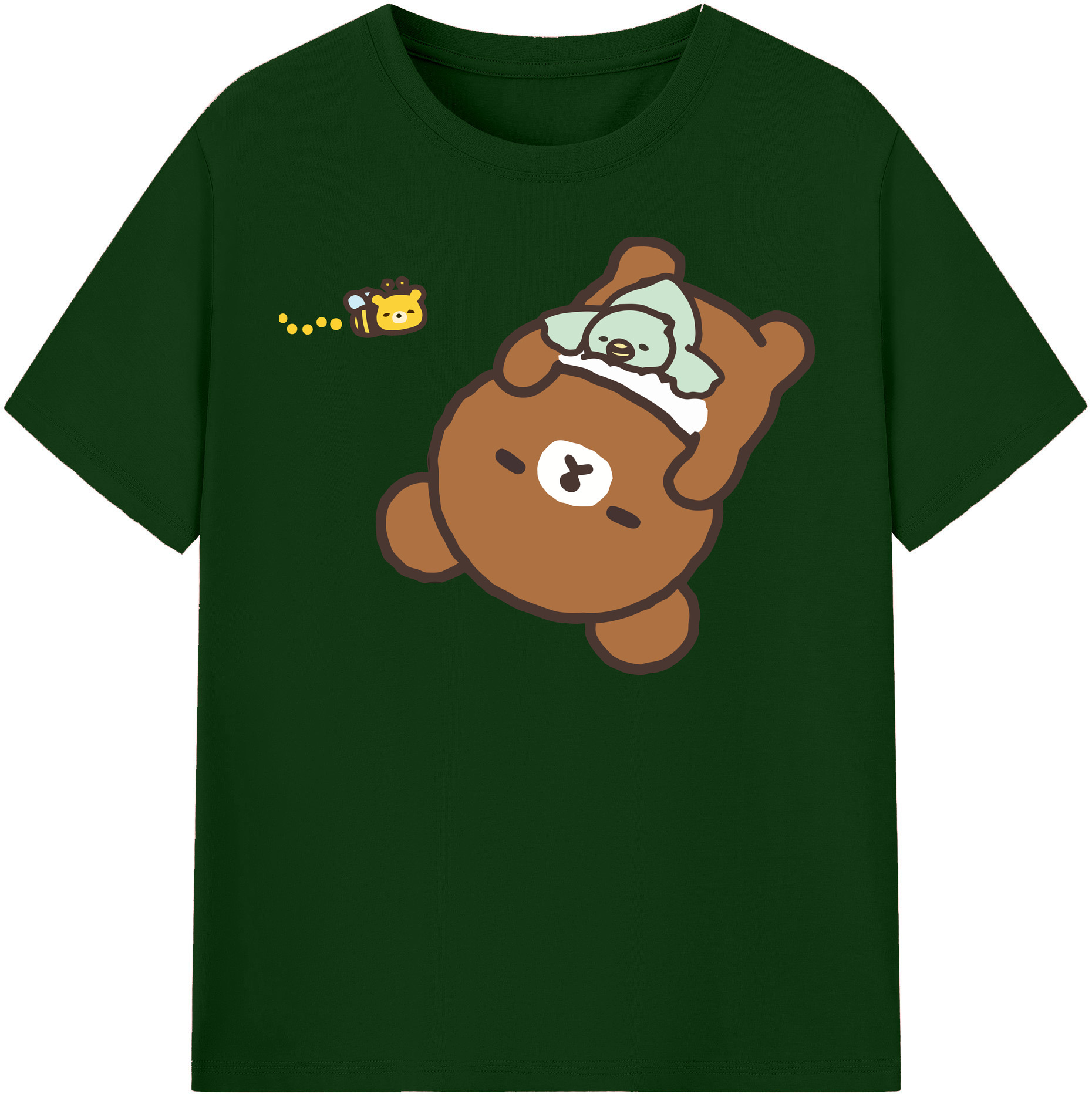 （画像用） リラックマ リラックマ キイロイトリ Rilakkuma Korilakkuma Kiiroitori 綿100％半袖Tシャツ（フロントプリント）